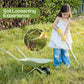 ROBOTIME Kids Wheelbarrow Set, 5PCS Kids Gardening Tool Set with Metal Toy Wheelbarrow, Shovel, Hoe, Broom & Gloves, Outdoor Yard Play for Planting