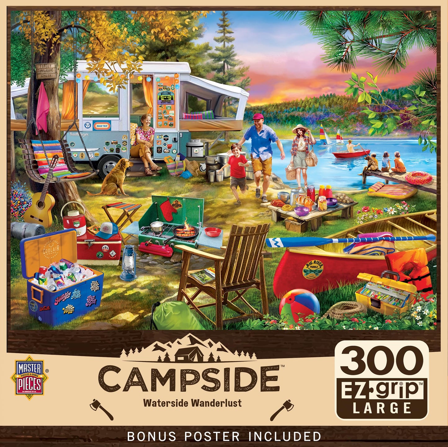 MasterPieces - 300 Piece Jigsaw Puzzle, Large EZ Grip Shapes, Waterslide Wanderlust, Fun for Adults, Seniors, Family, Kids, Non-Glare Finish, 18"x24"
