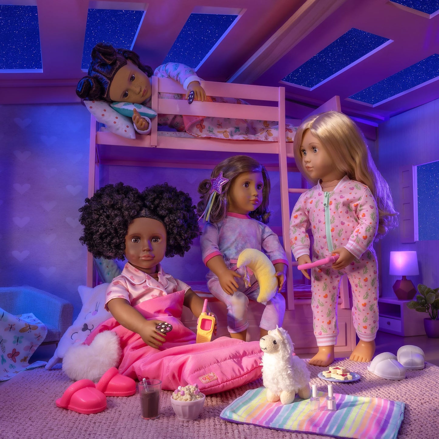 Our Generation - Pink Bunk Bed - Butterfly Themed Bed Set - Accessories for 18 Inch Dolls - Pretend Play - Toys for Kids 3 and Up - Dreams for Two