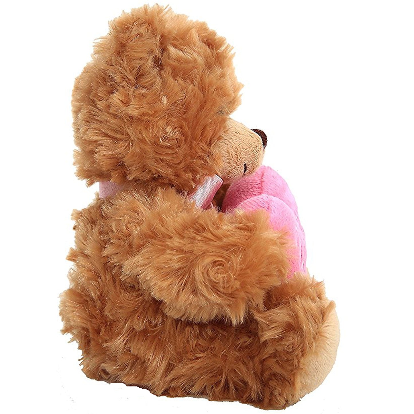 Plushland Mocha Bear, Holding a Heart in Pink Printed Happy Mother’s Day Message (Mocha)