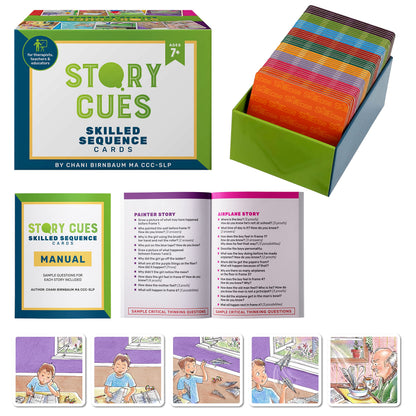 SkillEase Story Cues Skilled Sequencing Cards, Speech Therapy Materials, Social Skills Game, English Language Learners Games, Storytelling Cards