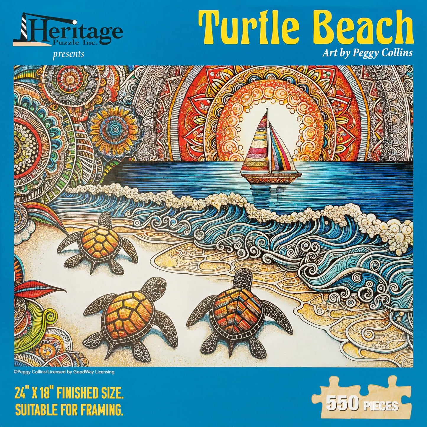 Heritage Puzzle Turtle Beach by Peggy Collins 550 Pieces