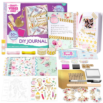Good Vibes Journal DIY Set by Craft Vibes Only - Personalized Diary - Custom Journals for Girls - Creative Writing Scrapbook Kit - Customize Your