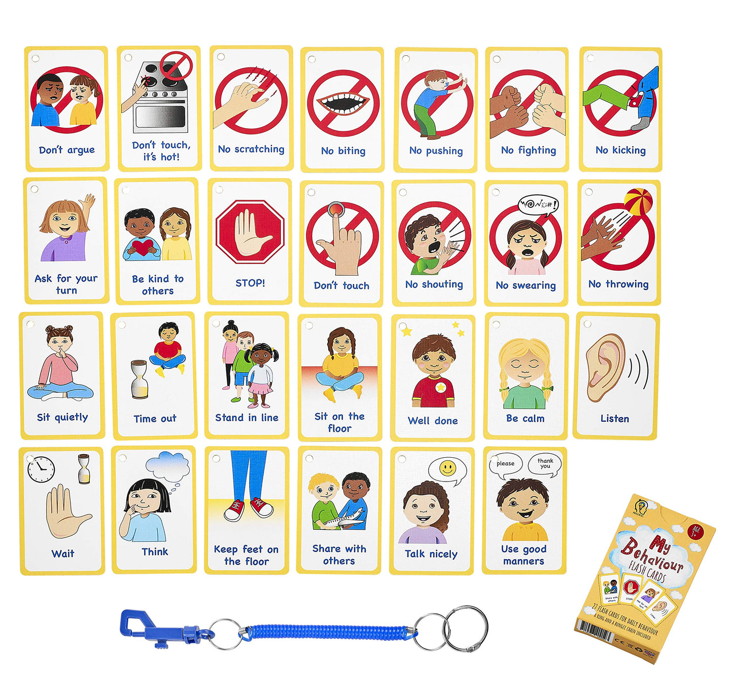 My Behaviour Cards 27 Flash Cards for Visual aid Special Ed, Speech Delay Non Verbal Children and Adults with Autism or Special Needs