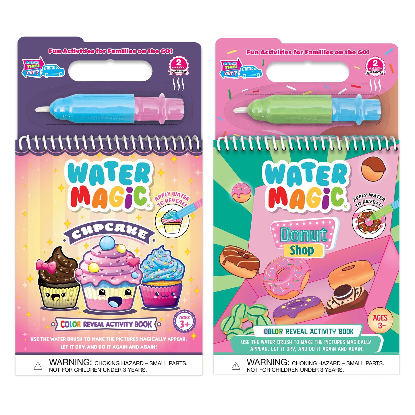 Water Magic (Cupcake & Donut) - Patented Gourmet Scented Reusable Water Reveal Coloring Book for Kids - Mess Free with Water Activity, Scented Water