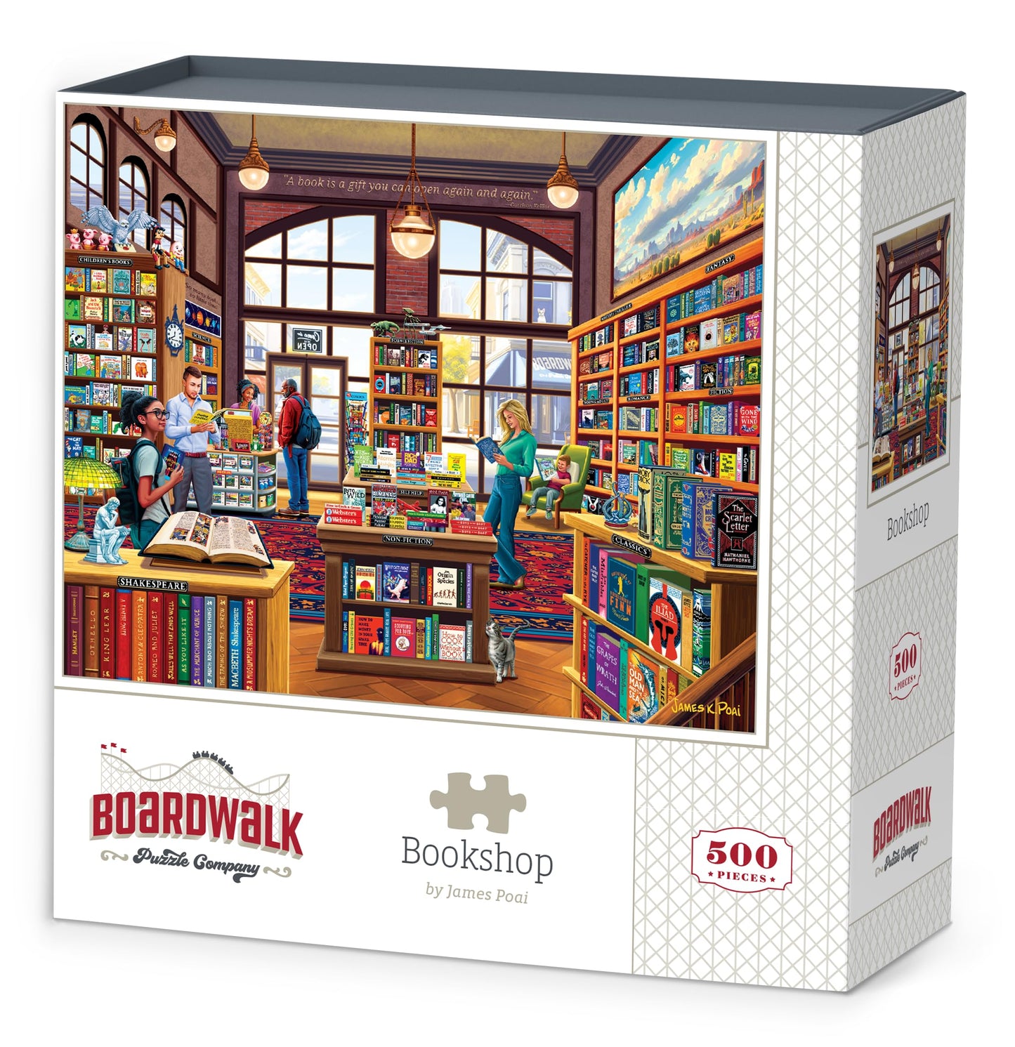 Boardwalk Bookshop 500 Piece Jigsaw Puzzle Cozy Reading Books Puzzles with Premium Box, Gift for Adults and Family 16"x20"