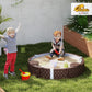 Qaba Kids Sandbox with Cover Round 47" HDPE Sand Pit 3 Seats Brown