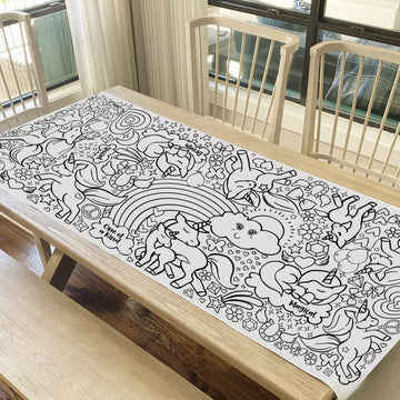 Tiny Expressions Unicorn Coloring Poster for Kids - Rolled, No Creases 30" x 72" Large Coloring Tablecoth for Unicorn-Themed Birthday Parties