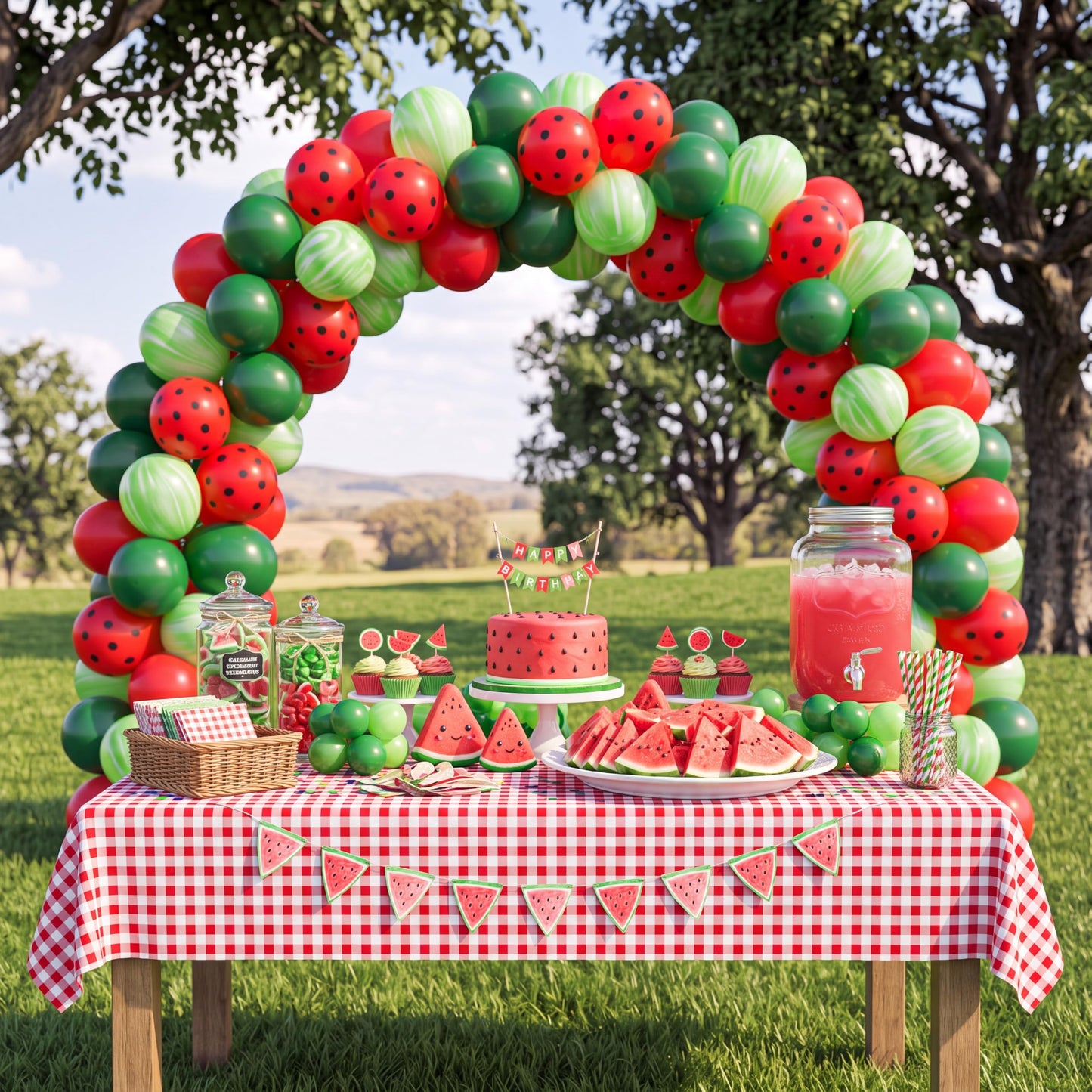 Gejoy 48 Pack Watermelon Balloons for Watermelon Party Decorations 10 Inch Red and Green Latex Balloon for Summer Themed Birthday Baby Shower Wedding