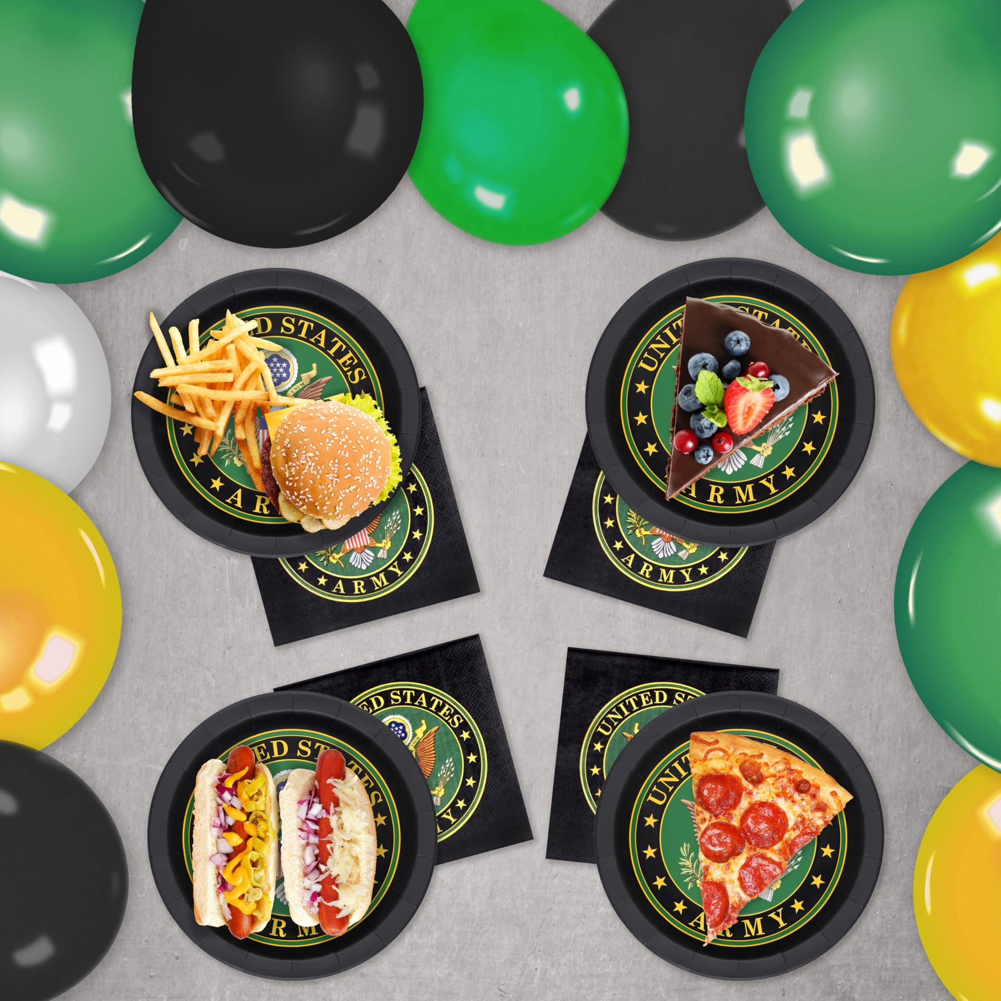 Havercamp Official U.S. Army Party for 16 guests; includes 16 ea. Lg. 9 inch Paper Plates and Napkins in the Official U.S. Army Crest