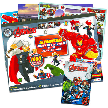 Marvel Avengers Sticker Pads for Boys Kids ~ 2 Pack Giant Avengers Create a Scene Sticker Book with Over 1000 Stickers Plus Bonus Avengers Stickers
