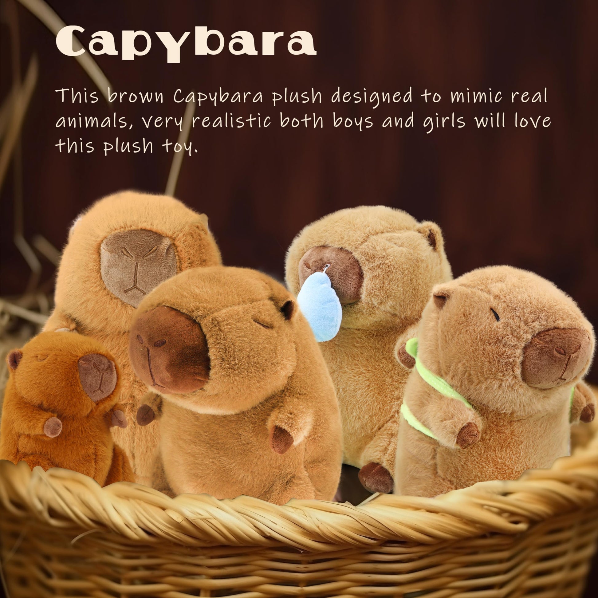 TXDRRA Cute Capybara Plush Toy - Soft Stuffed Animal for Kids, Girls, and Boys, Brown Cuddly Capybara Plushie, Birthday