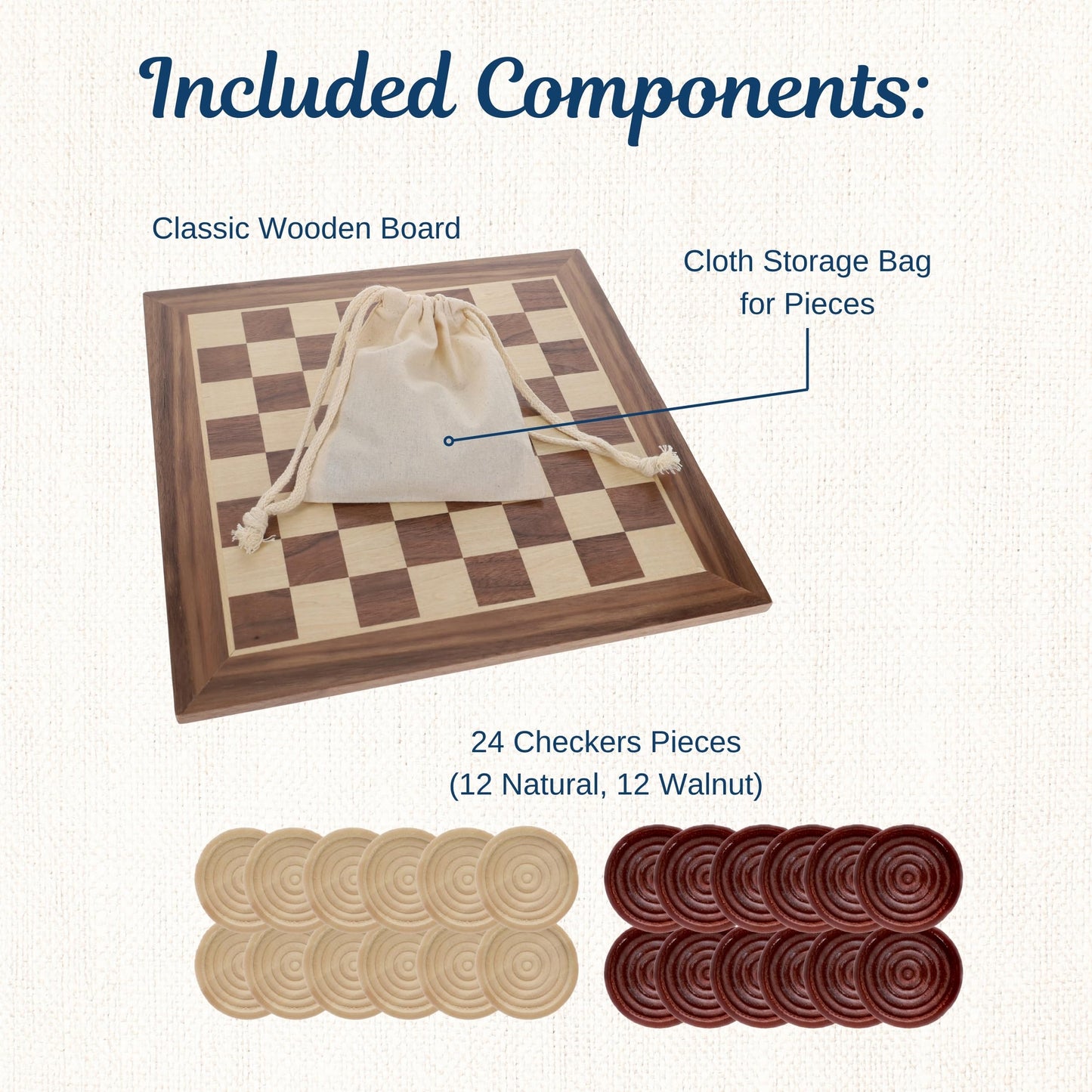 WE Games Old School Wooden Checkers Set Walnut and Natural Stain - 12 Inch Classic Board Game for Strategy Play, Gatherings, and Game Nights