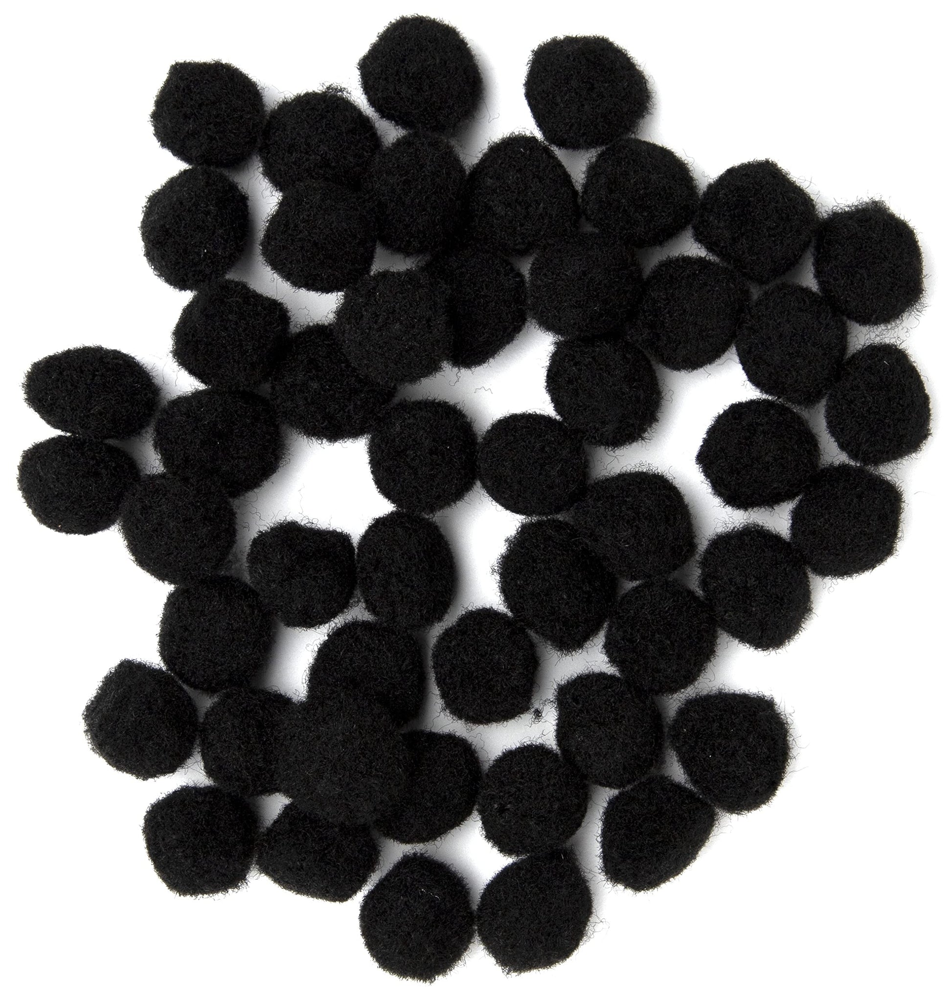 Cousin DIY Black 3/4 inch Poms, 45 Pack