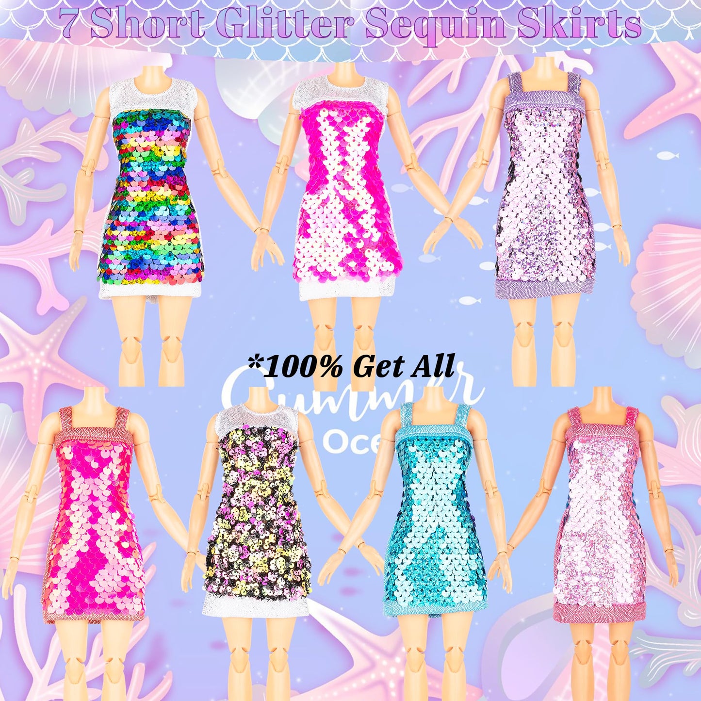 Keysse 29-Piece Sequin Mermaid Doll Clothes for 11.5 Inch Dolls