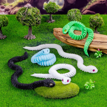 Nerfcareani 5Pcs 12in Printed Snake Toys, Flexible 3D Printed Animal, Fidget ADHD Snake Toys, Home Decor Christmas Fidget Toys Gifts Easter