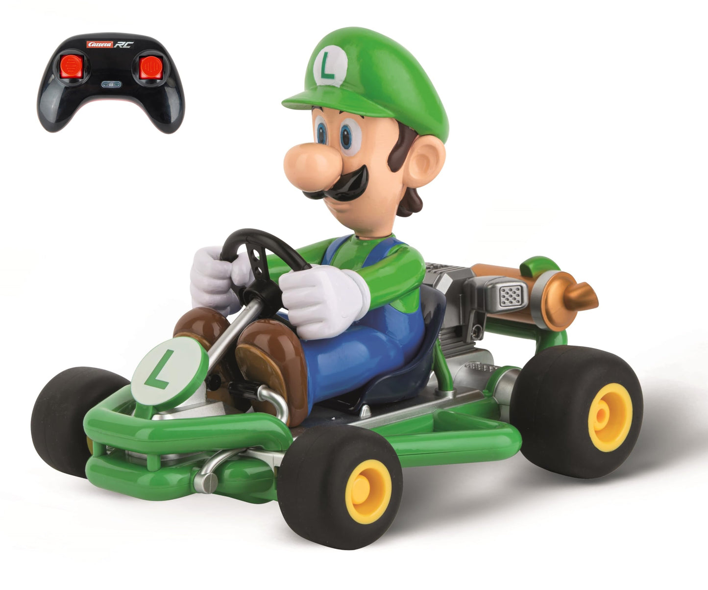Carrera 200984P RC Official Licensed Mario Kart Pipe Kart Luigi 1:18 Scale 2.4 Ghz Remote Radio Control Car with Rechargeable LiFePO4 Battery - Kids