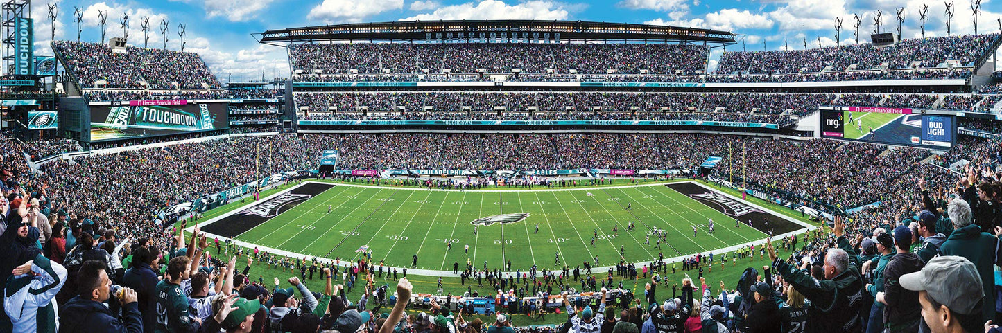 Masterpieces 1000 Piece Sports Jigsaw Puzzle - NFL Philadelphia Eagles Center View Panoramic - 13"x39"