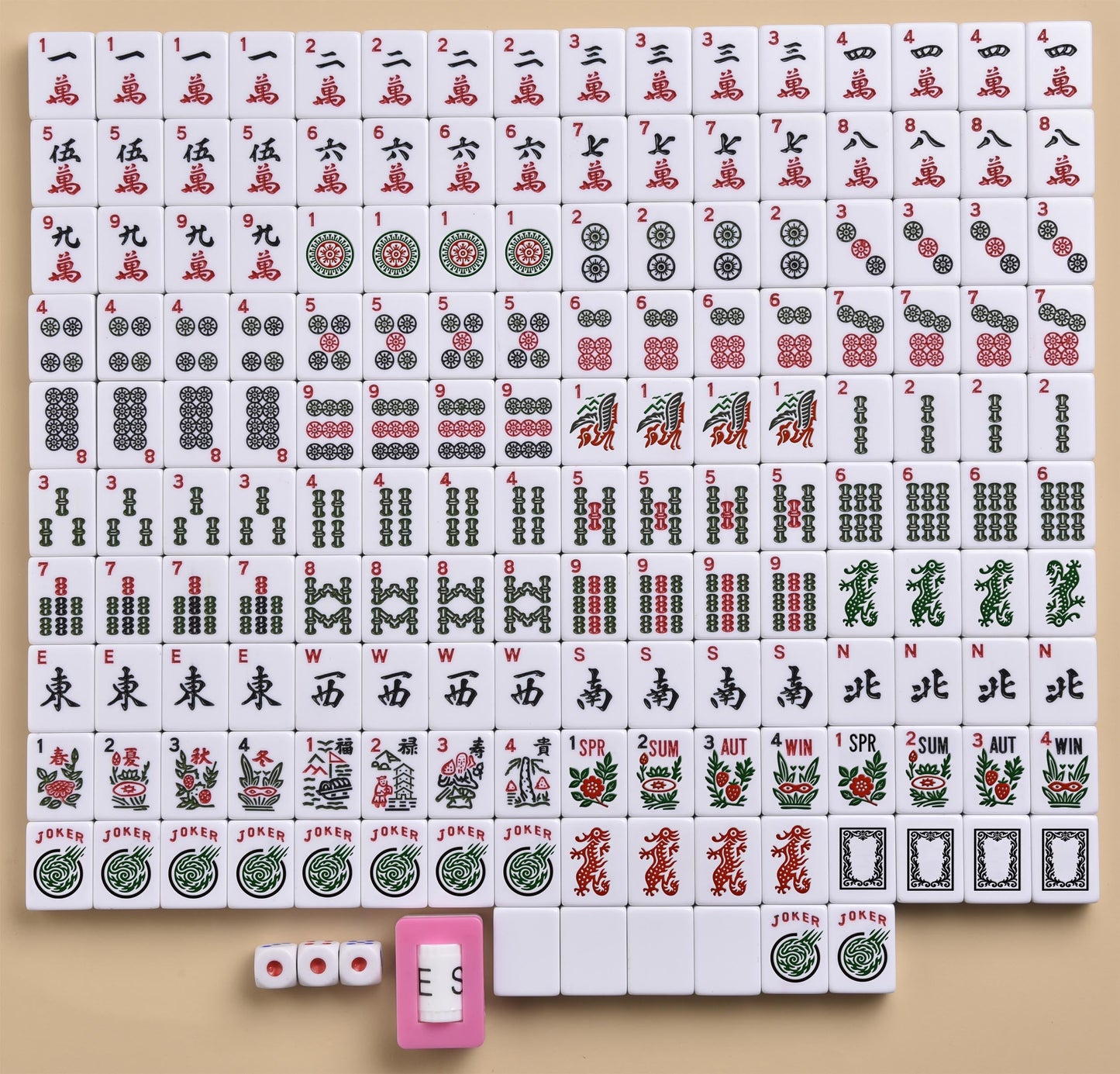 Mose Cafolo American Mahjong Set, Blue Paisley Carrying Bag,166 Premium White Tiles,4 All-in-One Color Rack/Pushers Complete Mahjong Tiles Set (Ma