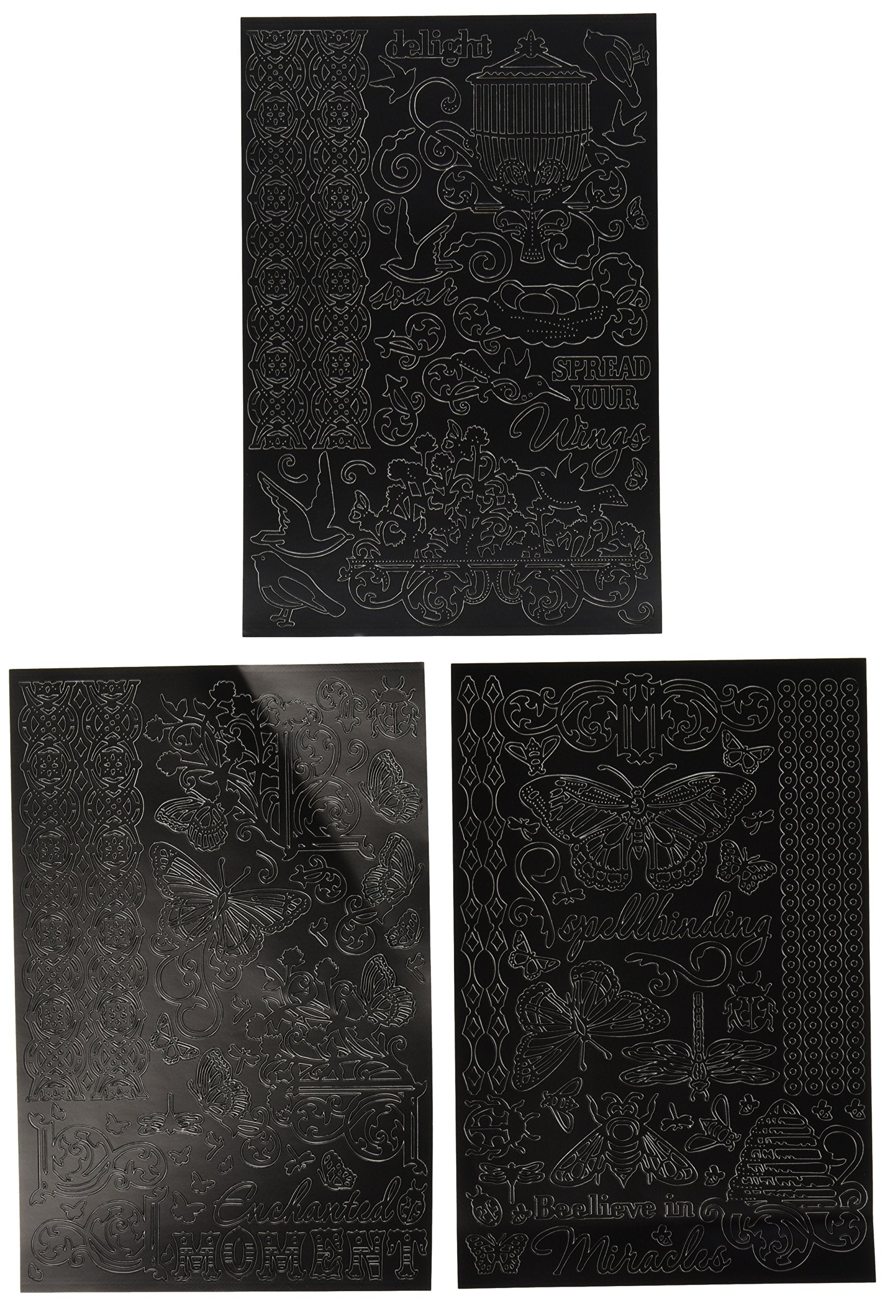 Hot Off The Press Dazzles Stickers 6"X9" 3 Sheets-Black Enchanted Moment