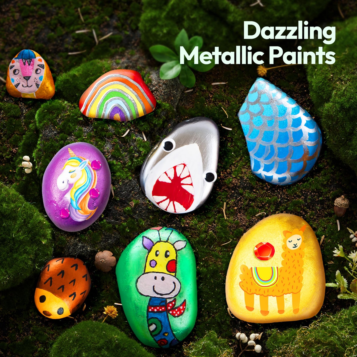 Rock Painting Kit for Kids, Arts and Crafts for Girls & Boys Ages 6-12, DIY Supplies for Painting Rocks, Easter Craft Kits Art Set, Toddler Birthday