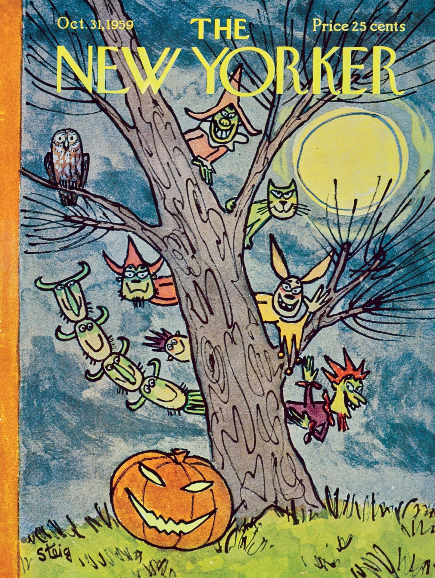 New York Puzzle Company - New Yorker Moonlit Mischief - 500 Piece Jigsaw Puzzle for Adults by William Steig