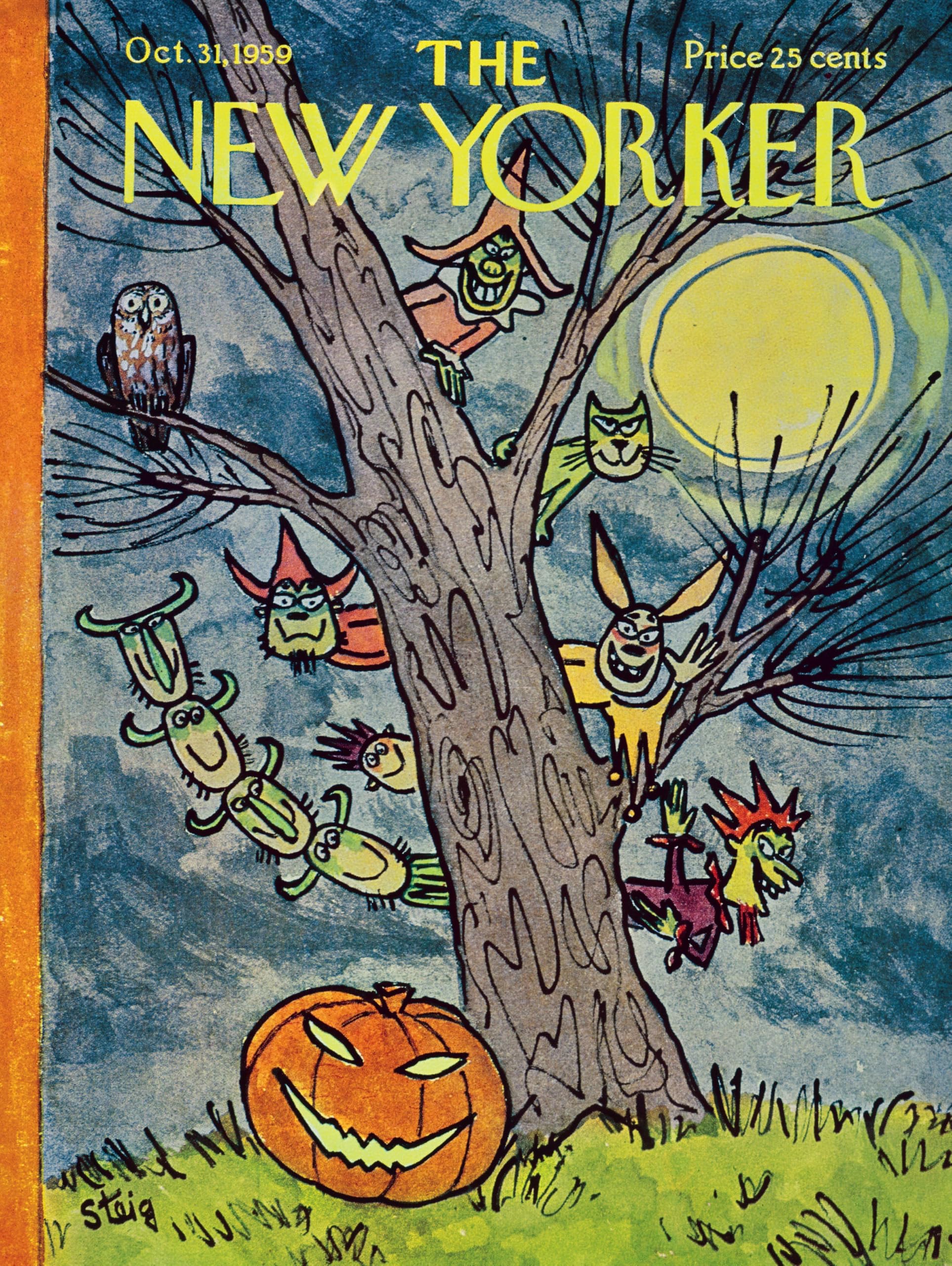New York Puzzle Company - New Yorker Moonlit Mischief - 500 Piece Jigsaw Puzzle for Adults by William Steig