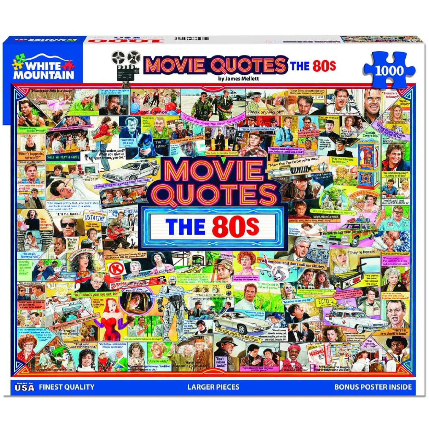 White Mountain 1000 Piece Jigsaw Puzzle Unique Iconic, 80's Movie Quotes