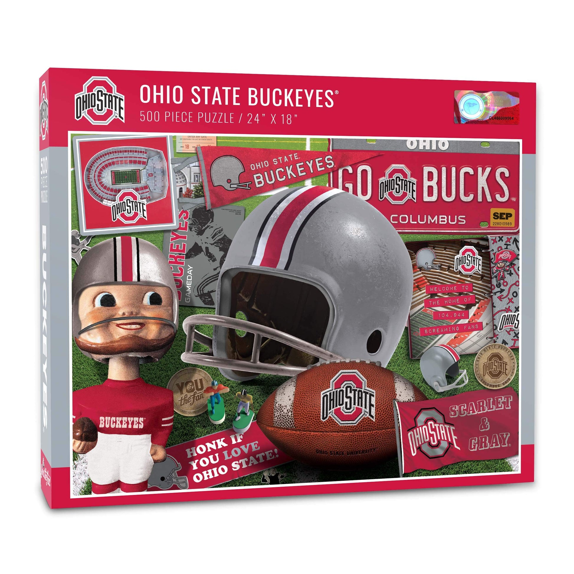 YouTheFan NCAA Ohio State Buckeyes Retro Series Puzzle - 500 Pieces, Team Colors, Large