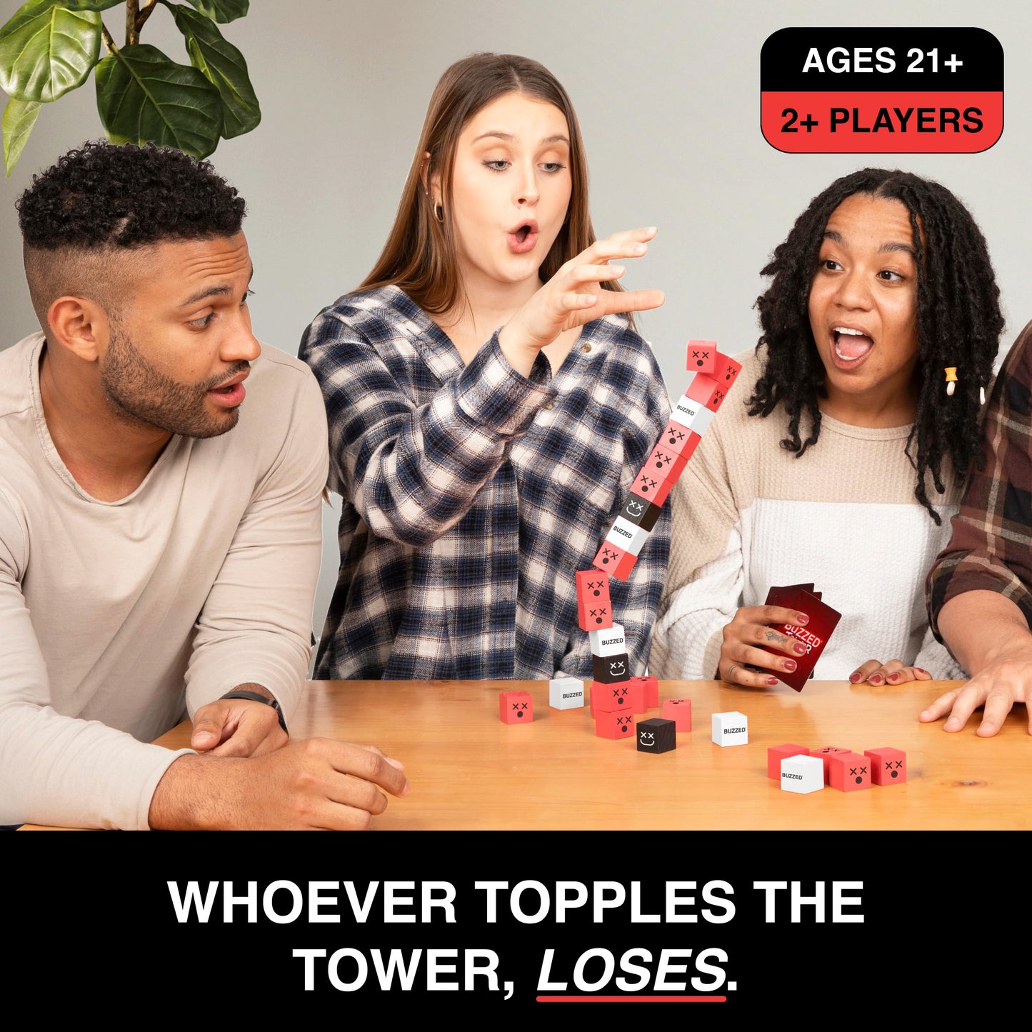 WHAT DO YOU MEME? Buzzed Tower: The Stack-and-Sip Drinking Card Game for Adults - Includes 30 Blocks, 80 Cards, and Big Laughs for Parties, Game