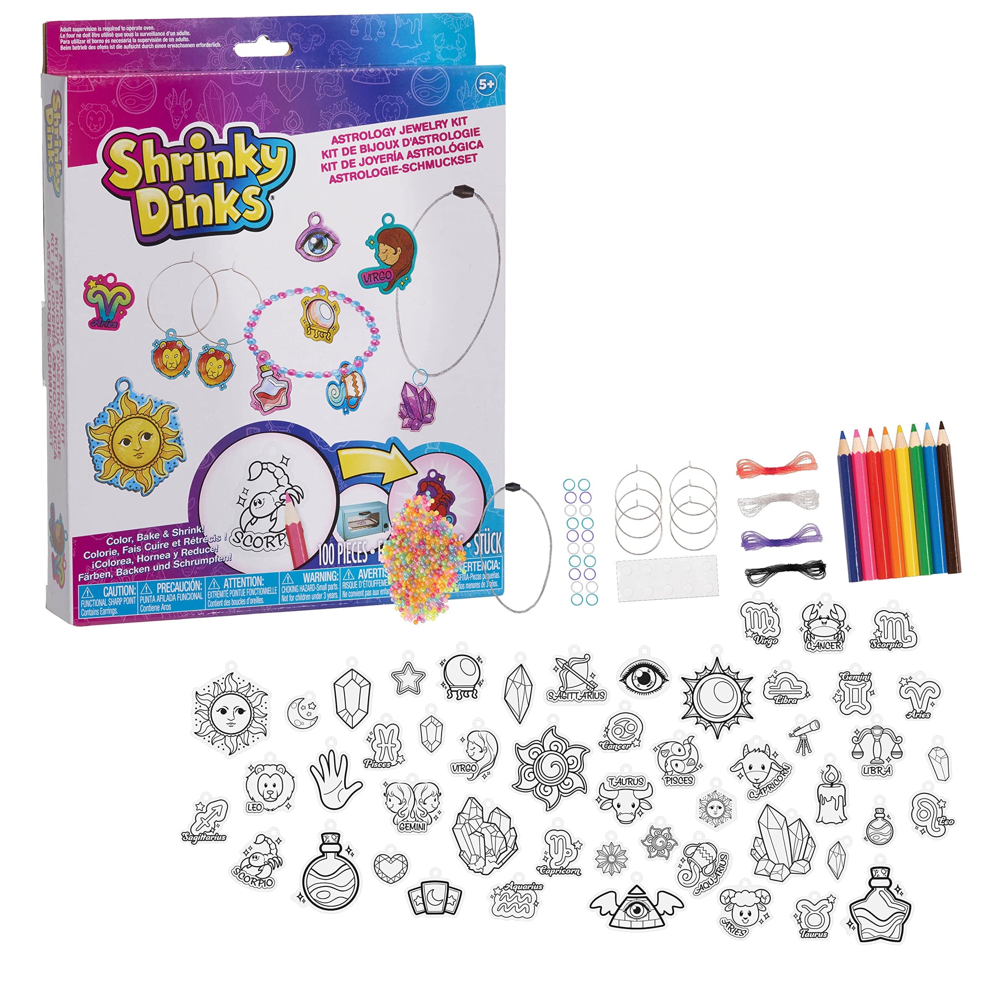 Just Play Shrinky Dinks Astrology Set, 50 Pre-Cut Shrinky Dinks, Kids Arts and Crafts Activity Set, Kids Toys for Ages 5 Up, Amazon Exclusive