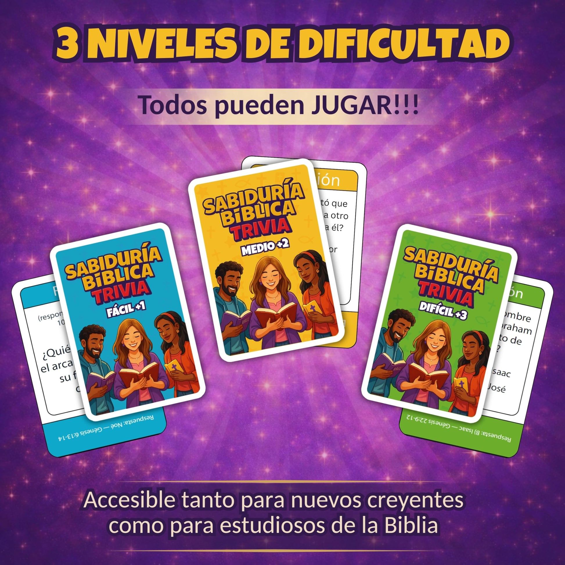 Juego de Cartas Cristiano en español - Trivia Bíblica para Jóvenes y Adultos - Regalo cristiano en español - Juego de Mesa Cristiano Familiar