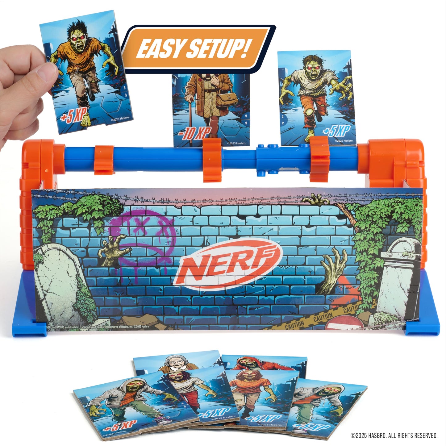 Nerf Zombie Spin Strike Electronic Target Game - Rotating Dart Blaster Game with Split-Apart Targets, 3 Modes & Multiplayer Play