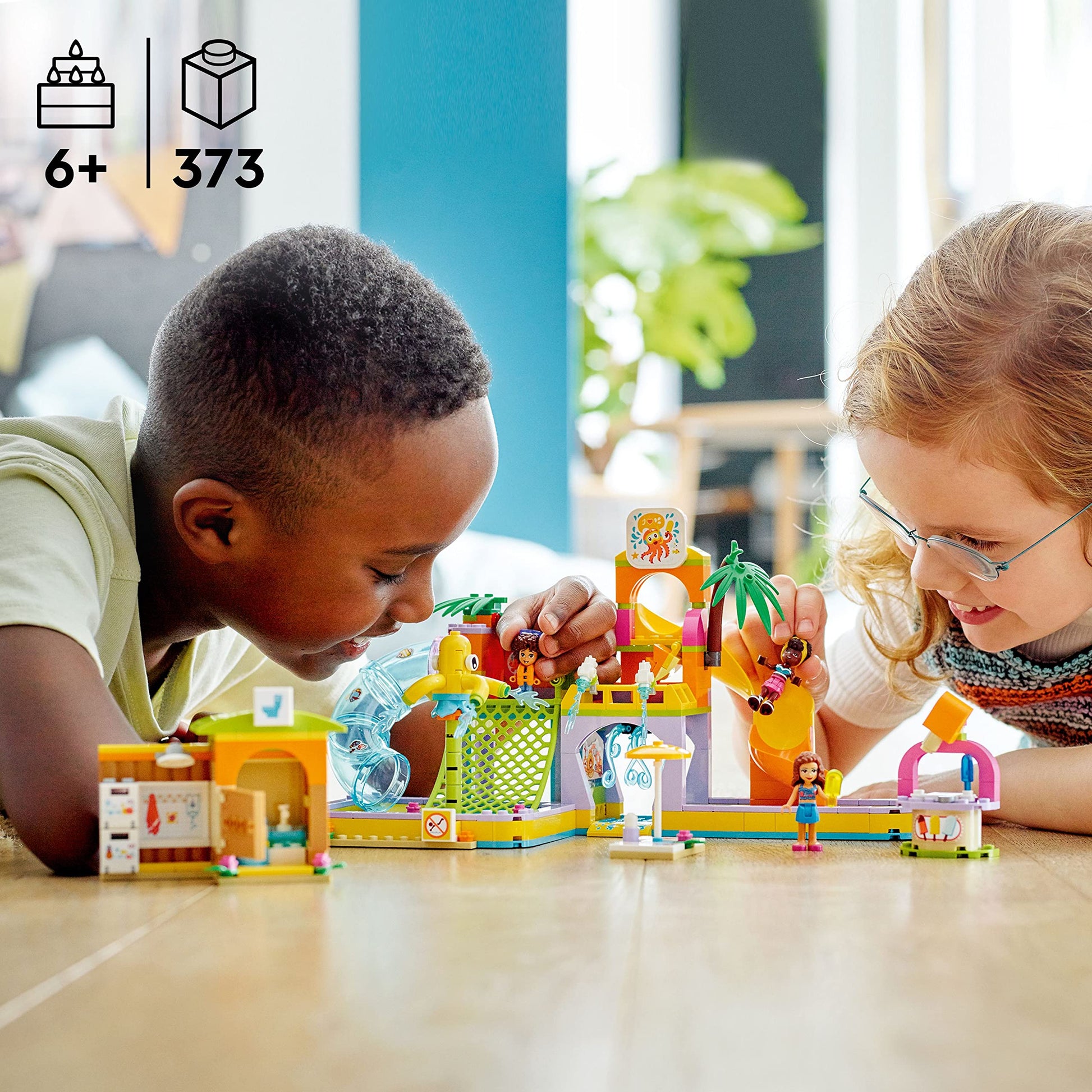 LEGO Friends Water Park Toy Building Set 41720 Pretend Play Kit with Swimming Pool Slides, Water Canons, and Two Mini-Dolls, Heartlake City Toy