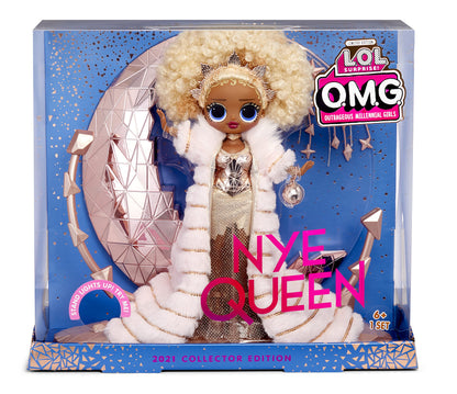 L.O.L. Surprise! Holiday OMG 2021 Collector NYE Queen Fashion Doll with Gold Fashions, Accessories, New Year's Celebration Outfit, Light Up Stand