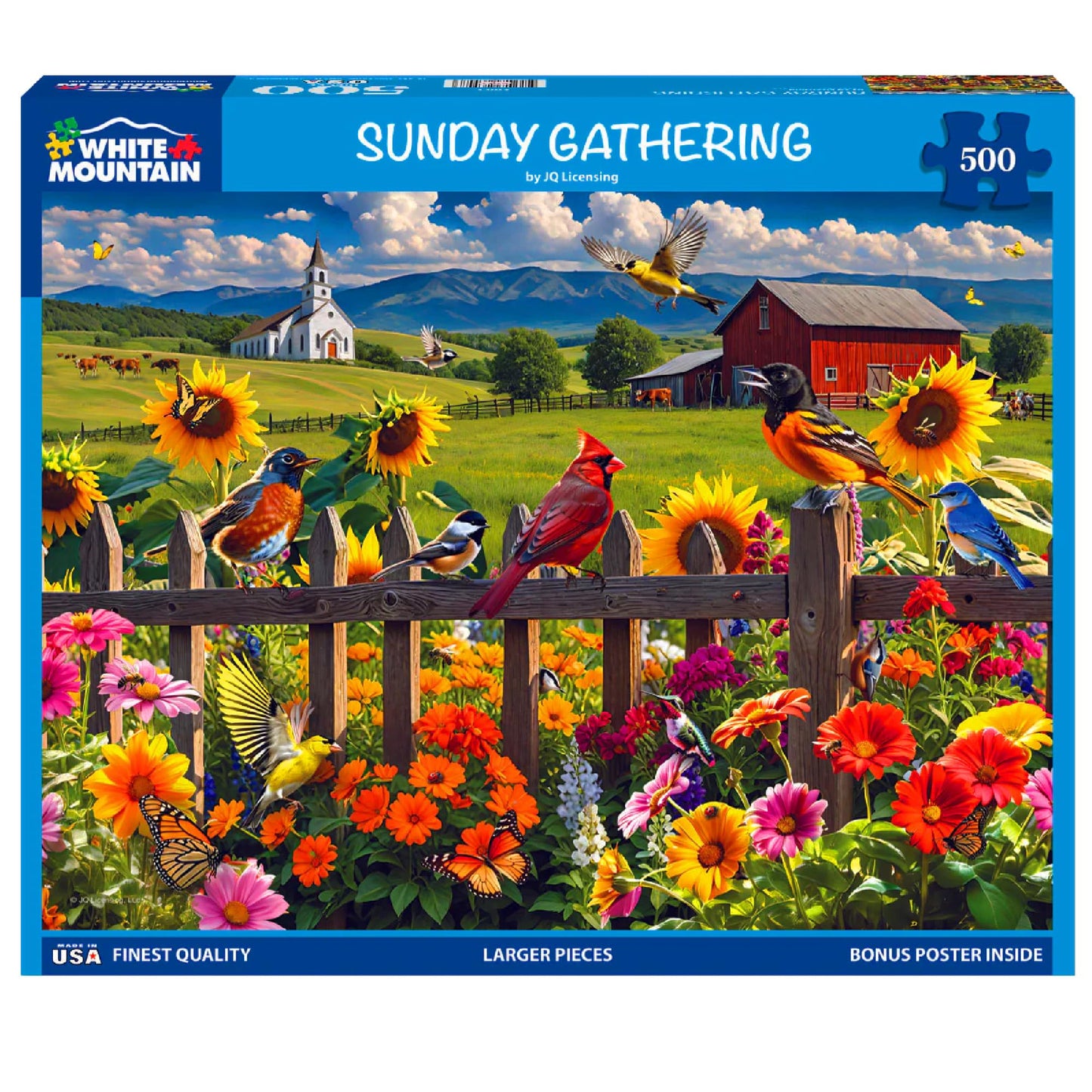 White Mountain 500 Piece Jigsaw Puzzle Spring Flower Bird, Sunday Gathering
