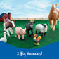 Learning Resources Jumbo Farm Animals - Horse Cow Sheep Chicken Goat Figurines, Barn Toys, Fine Motor Skills, Toddler Educational Playset, Montessori