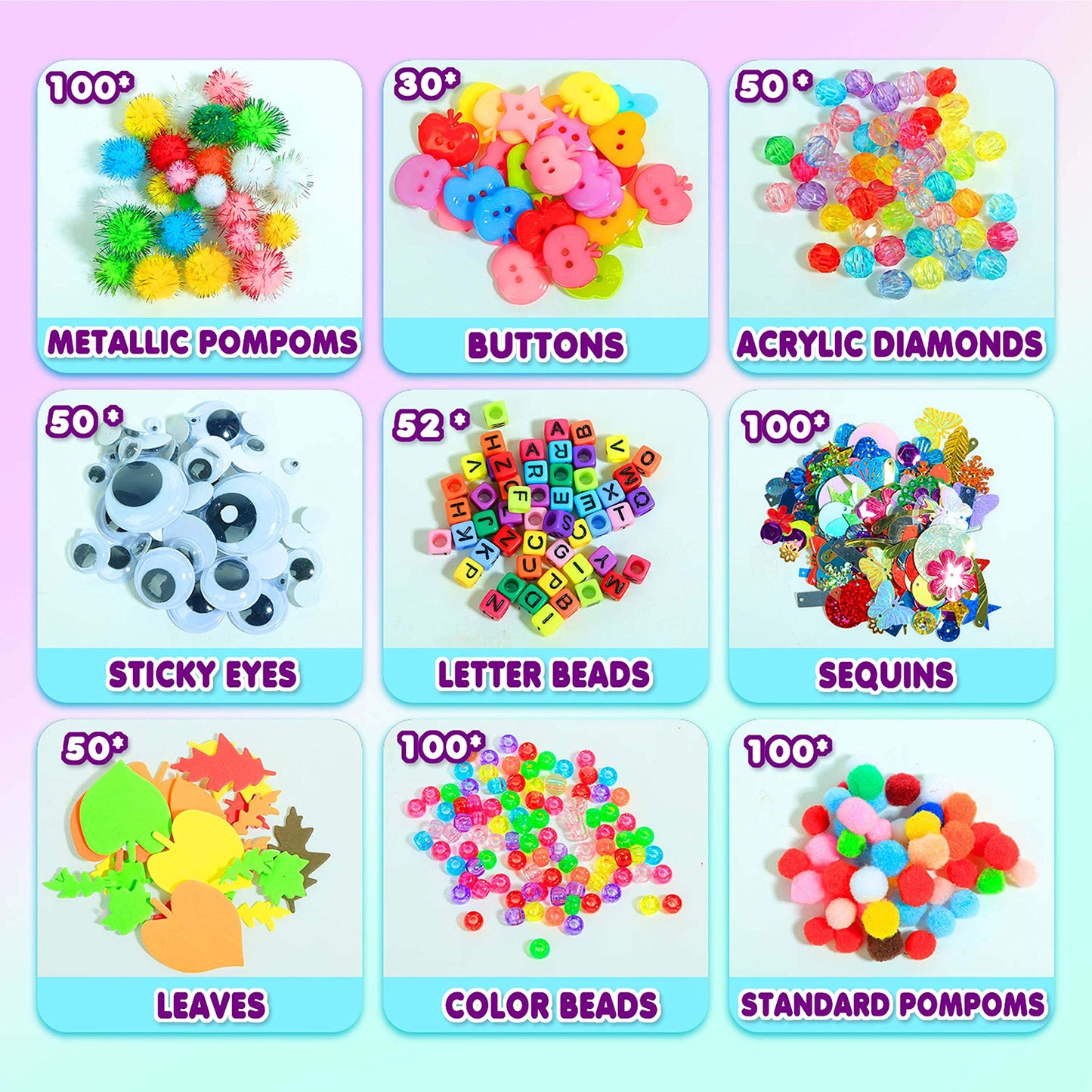 YITOHOP Arts and Crafts Supplies for Kids -1000+ pcs Art Craft kit in Carrying Travel Box for Toddlers Ages 4+ DIY Crafting School Kindergarten