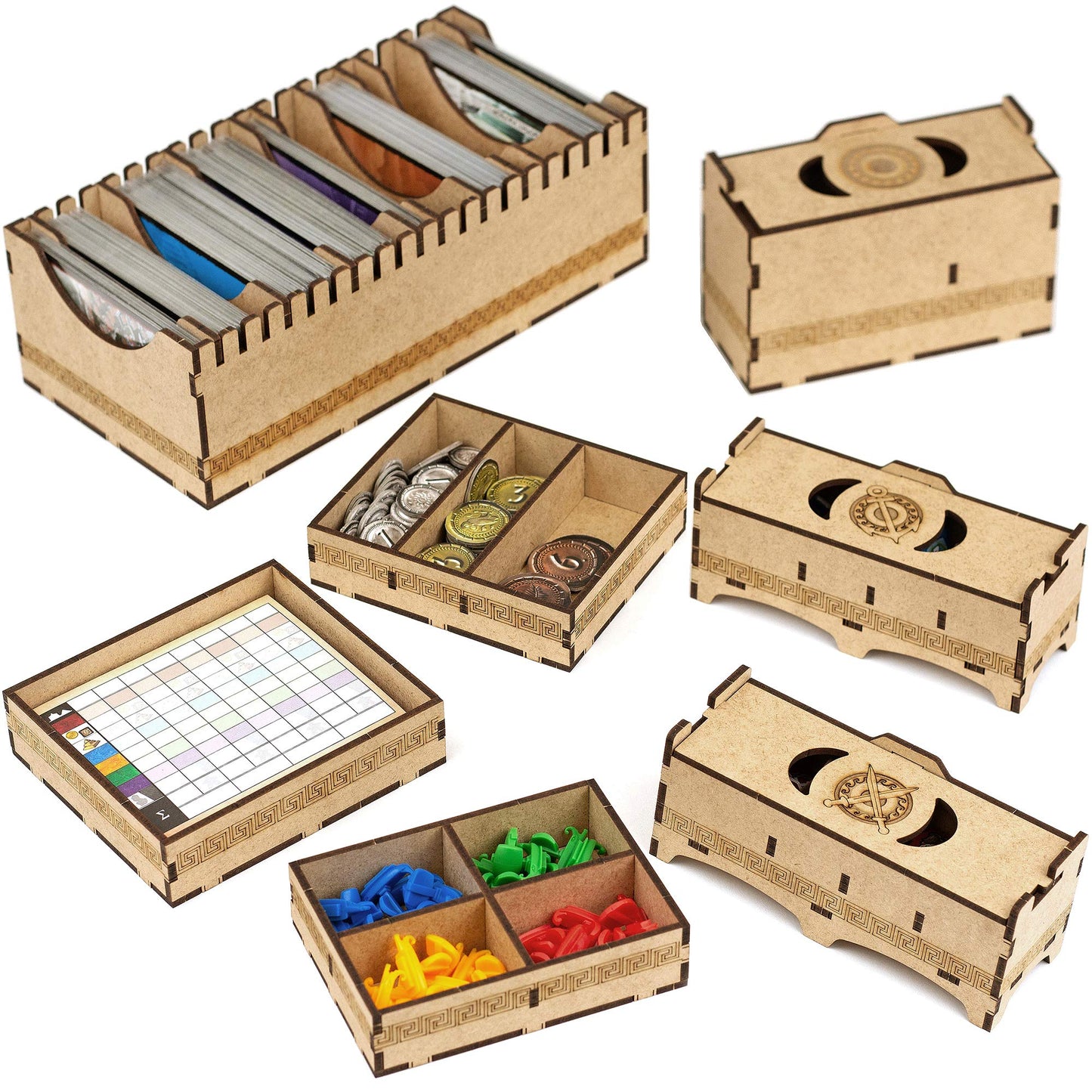 TowerRex Organizer for 7 Wonders 1st Ed and Cities, Armada, Leaders Expansions, Storage Insert for Board Game, Accessories Upgrade