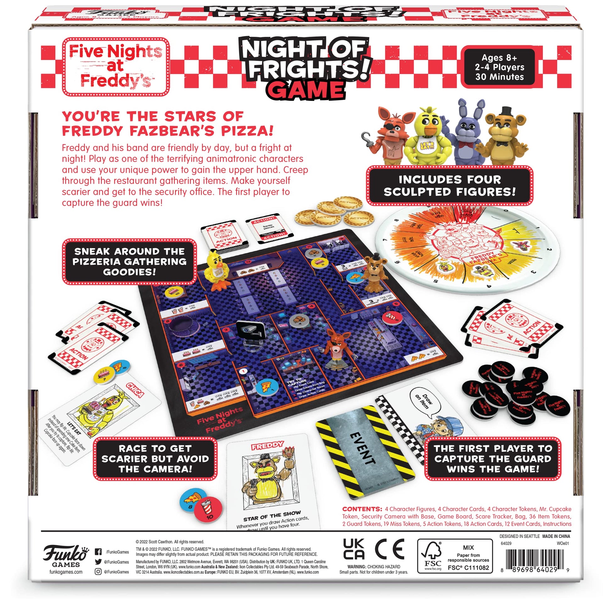 Funko Games Five Nights at Freddy's Night of Frights! Board Game | Includes 4 Sculpted Figures | 2-4 Players, Ages 8+