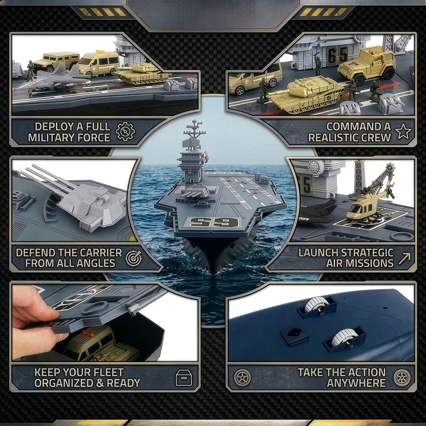 33-Inch Aircraft Carrier Mega Playset - Ultimate Military Battle Set for Boys with Realistic Battleship, Fighter Jets, Toy Soldier Figures, Military