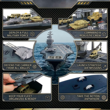 33-Inch Aircraft Carrier Mega Playset - Ultimate Military Battle Set for Boys with Realistic Battleship, Fighter Jets, Toy Soldier Figures, Military