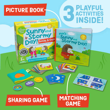 Peaceable Kingdom Sunny and Stormy Day Book and Game, Cooperative Sharing and Emotional Learning Activity, Social Skills Board Game for Kids Ages 3