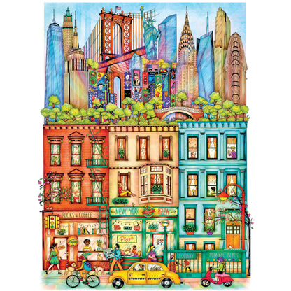 Hard & Challenging 1000 Piece Puzzle for Adults - Cities at Midnight New York by Madalina Tantareanu - Empire State Building, Statue of Liberty
