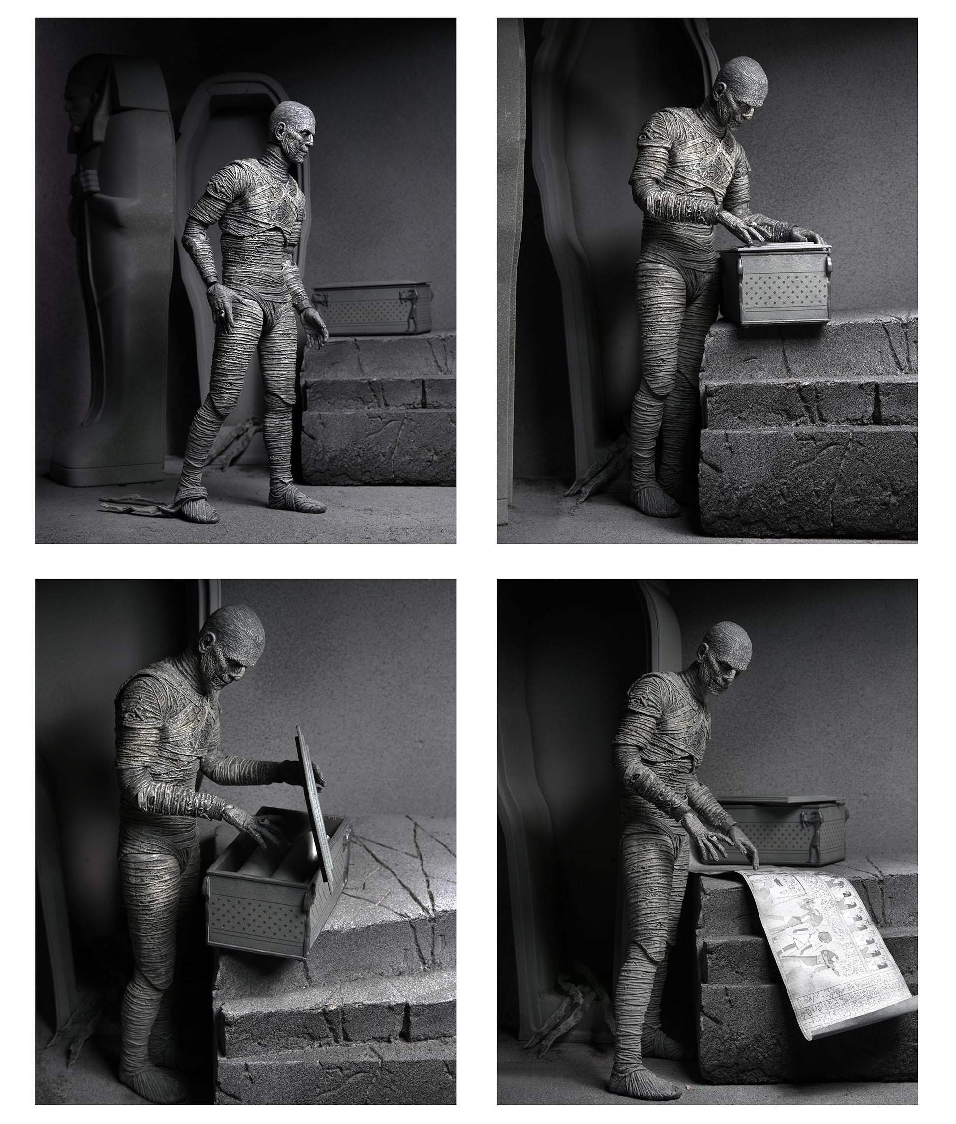 NECA Universal Monsters Mummy 7IN Ultimate AF Black & White VER