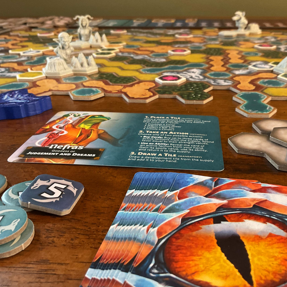 Dawn of Ulos Board Game | Manipulate The Mortal Relams | Stock Market Style Economy Manipulation Strategy Tile Placement Game with Miniatures | Ages