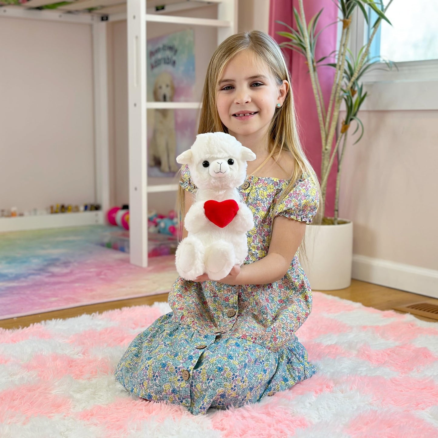 Laila and Lainey Valentine's Day Stuffed Animal - Llama Stuffed Animal, Llama Plush, 8.5 Inches Tall, Valentines Heart Plushies