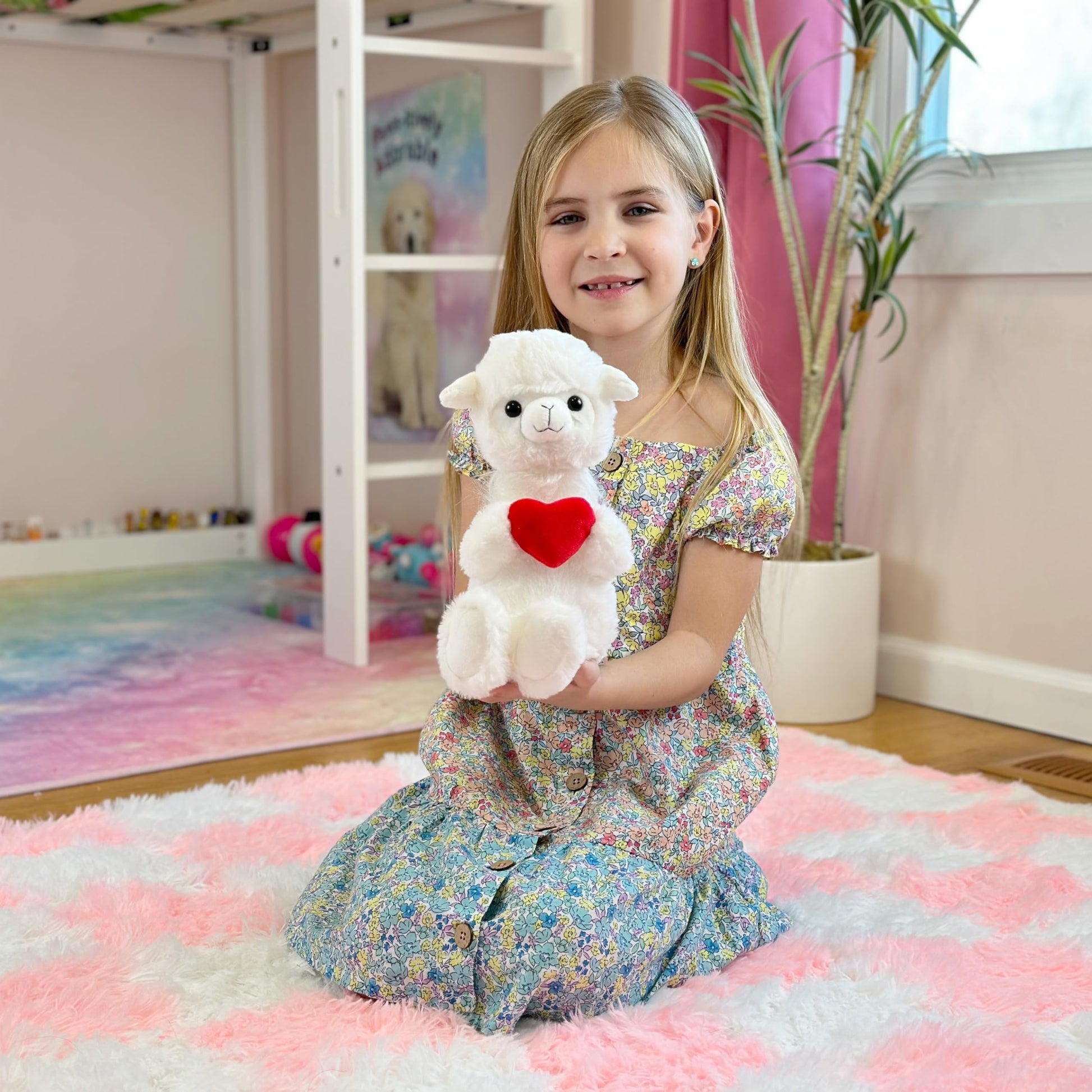Laila and Lainey Valentine's Day Stuffed Animal - Llama Stuffed Animal, Llama Plush, 8.5 Inches Tall, Valentines Heart Plushies