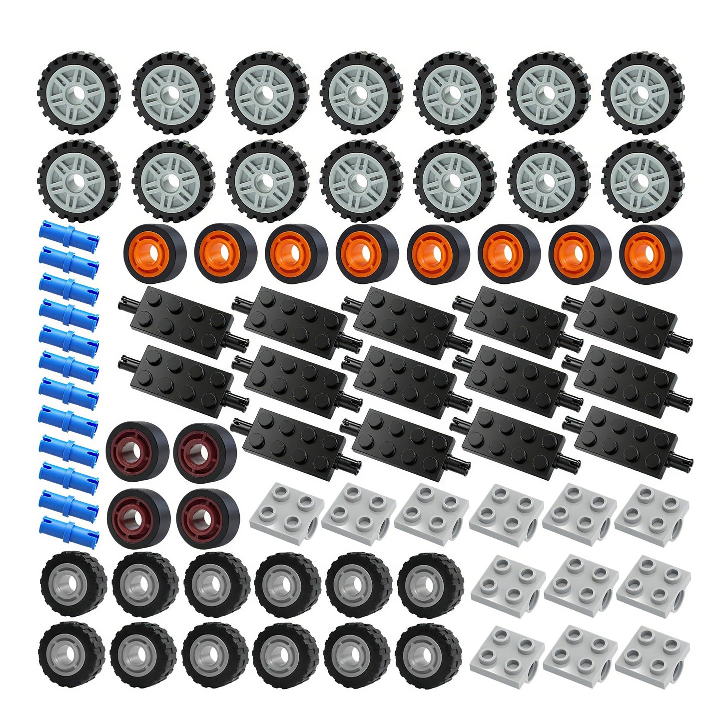 Pasacho Wheels and Axles Set Tires, 118pcs City Car Parts Kits, Vehicle Truck Parts Classic Pieces Accessories, Construction Bulk Bricks Building