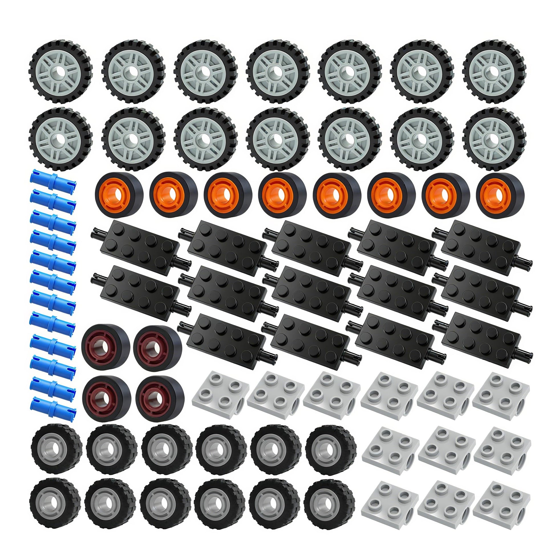 Pasacho Wheels and Axles Set Tires, 118pcs City Car Parts Kits, Vehicle Truck Parts Classic Pieces Accessories, Construction Bulk Bricks Building